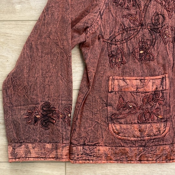 Vintage Flashback Embroidered Jacket Artsy Acid‎ Wash Appliqué - Picture 4 of 16